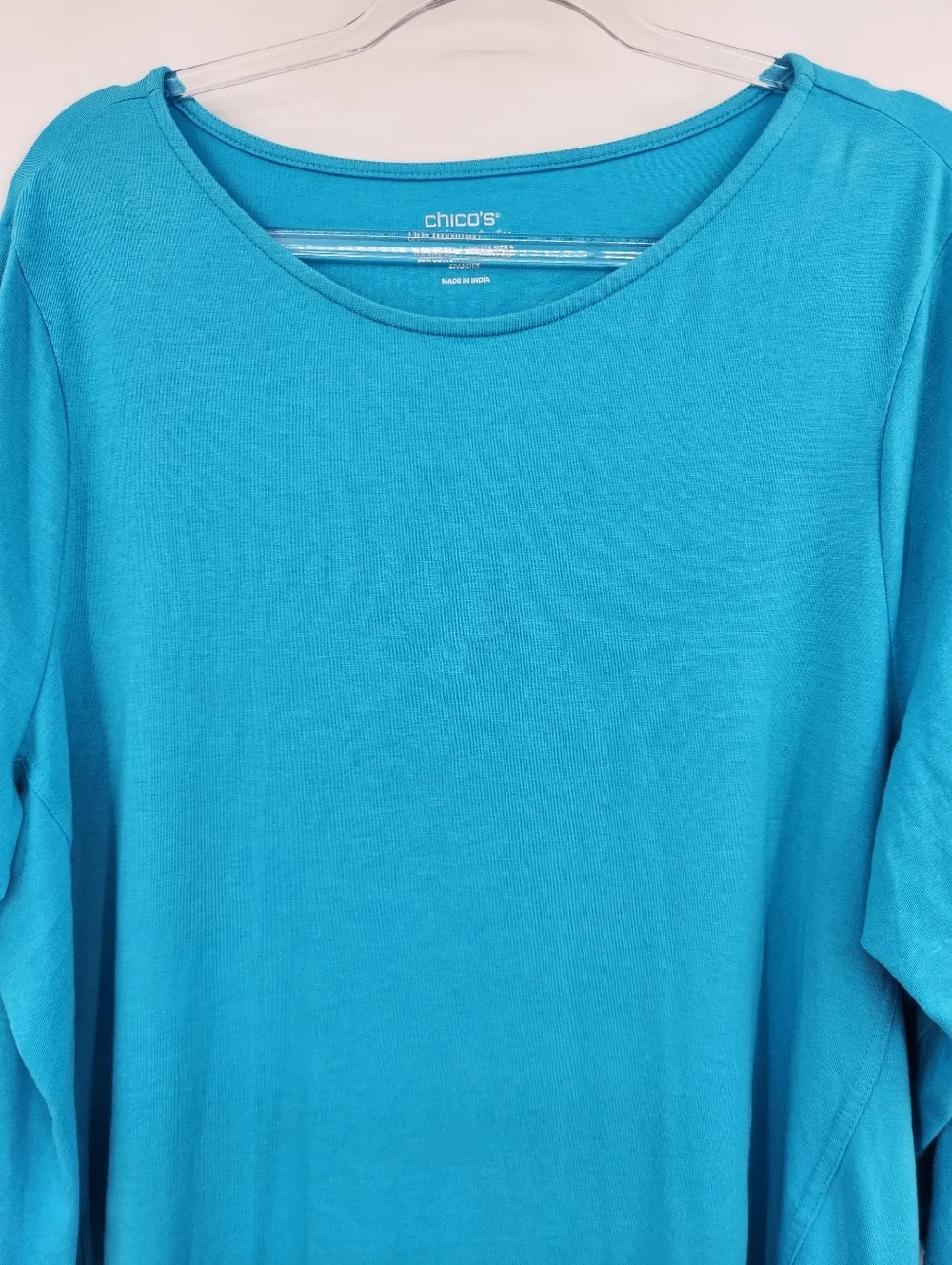 Chicos 4 The Ultimate Tee Womens Size XXL Slinky Tee XXL Turquoise 3/4 Sleeve